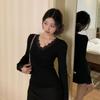 Women S Long Sleeve V Neck Lace Thermal Fitted Base Top