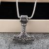 Collana con Ciondolo Uomo Retro 3D Martello di Thor in Acciaio Inossidabile