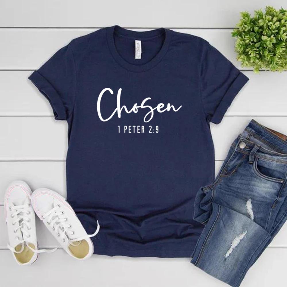 Chosen 1 Peter 29 TShirt Christian Shirt for Women Christian Apparel Religious Gift Womens Graphic T Shirts Bible Verse Tee
