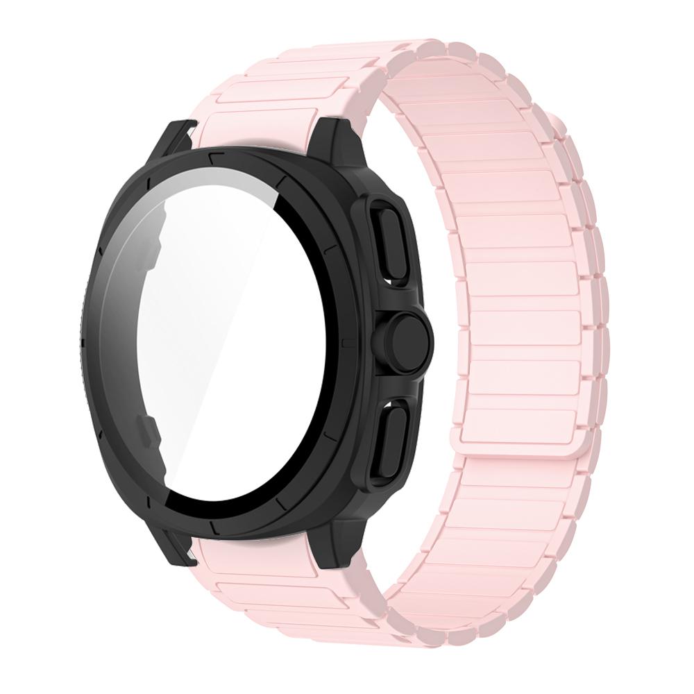 PC Case+Strap Upgrade To Ultra 47mm for Samsung Galaxy Watch 7 40mm 44mm No Gaps Silicone Magnetic Band PC Tempered Glass Screen