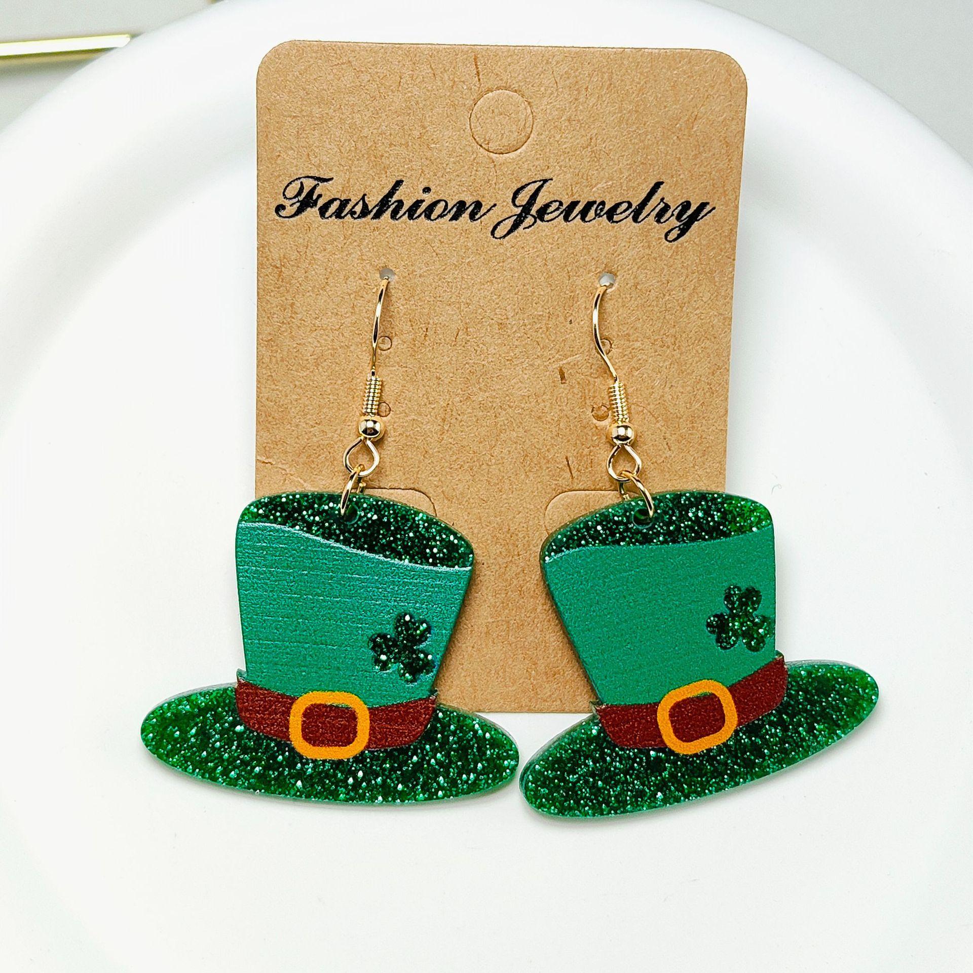 

Day Patricks St Earring Accessories Hats Beer Boots Sparkling Fashion Lights Peacock Green