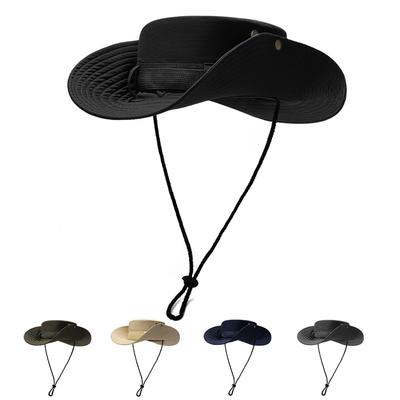 Sommer Camping Fischerhut Großes Krempe Kordelzug Anti-UV Outdoor Sonnenschutz Angelhut