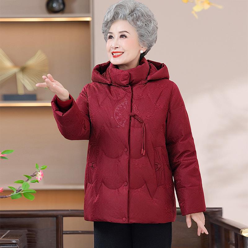 Modern Chinese-Style Hooded Down Jacket for Women: Winter 2025 Trend for Middle-Aged and Elderly
