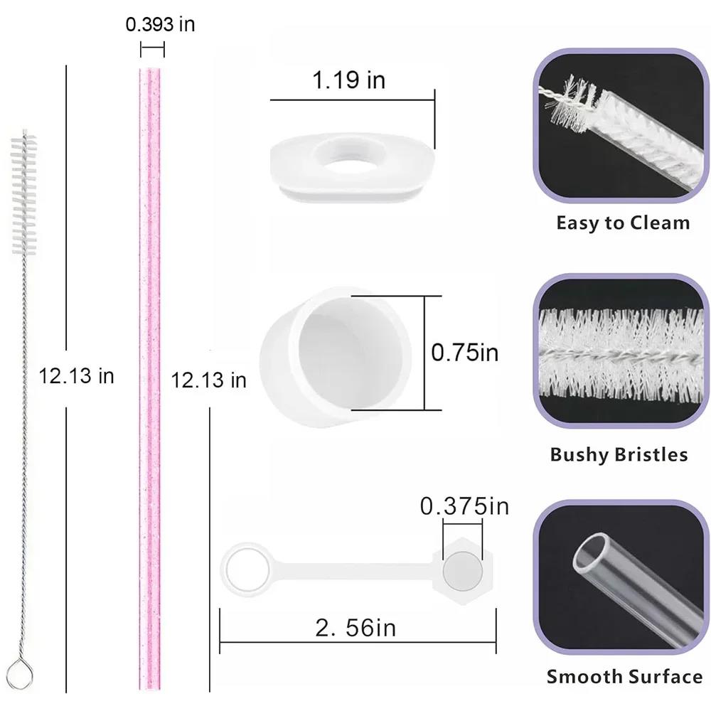 11Pcs Accessories Set for Stanley Cup Silicone Spill Proof Stopper Straw Cover Cap Reusable Straw 1 Cleaning Brush 40oz 30oz Cup Holders 5