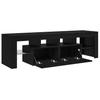 TV Cabinet with LED Lights Black Oak Effect 140 X 36.5 X 40 Cm