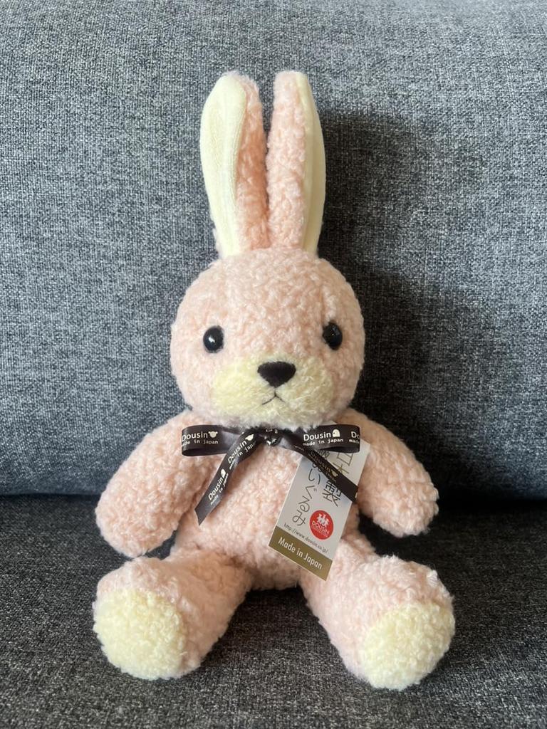 Childish Tag with Ribbon Fluffy Rabbit Rose M Height 35cm Made In Japan Stuffed Animal Rabbit Birthday Present Celebration