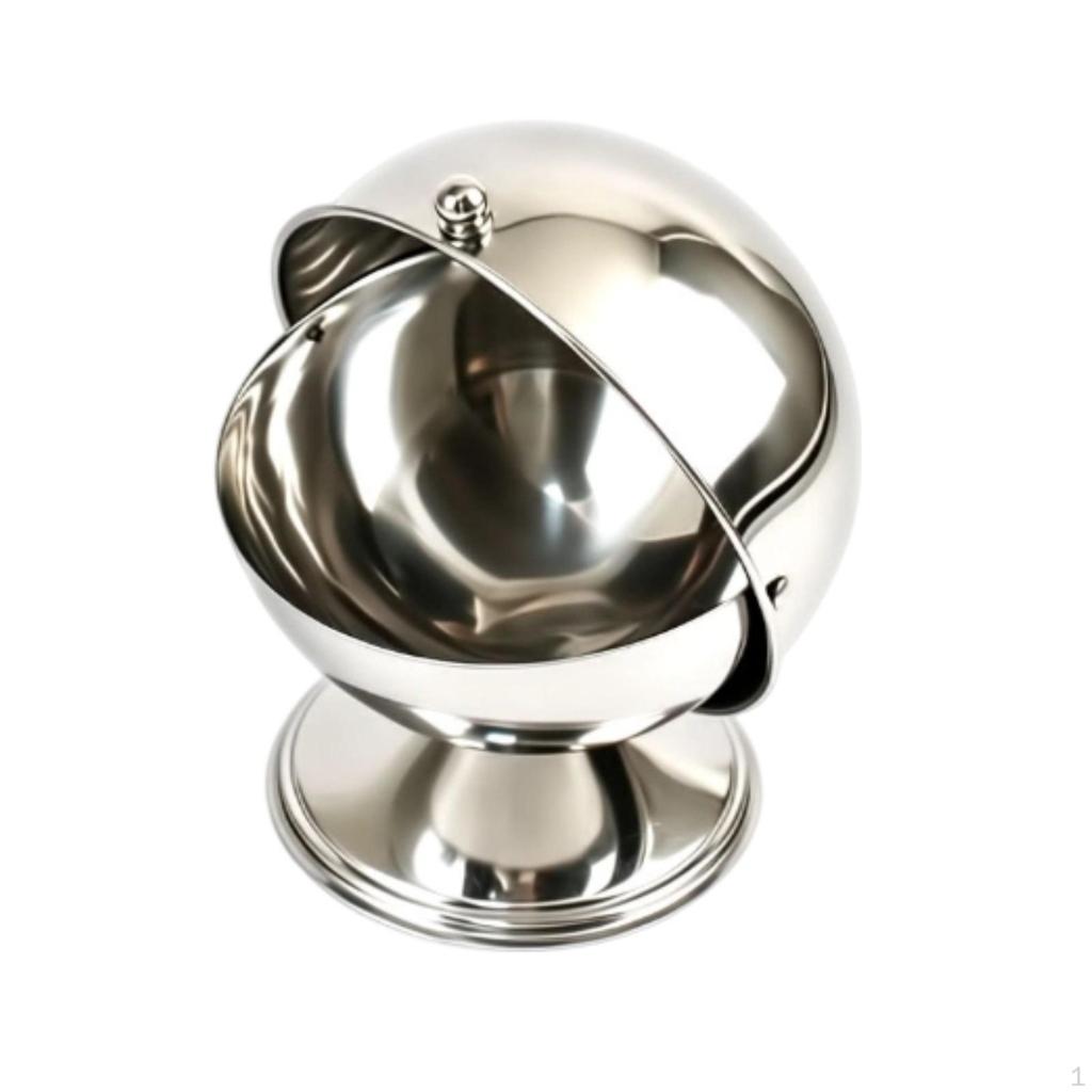 Sugar Bowl with Hinged Lid Metal Seasoning Container Rust-Resistant