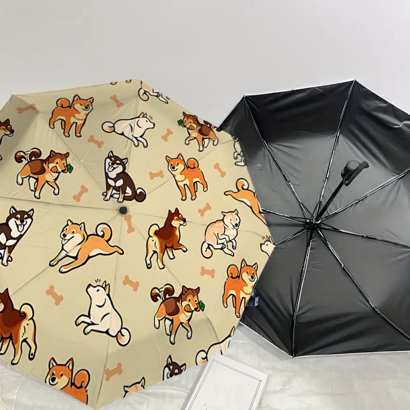 1PC Dog Pattern Umbrella-8-Rib Reinforced, Automatic Open, Lightweight & Durable, Cute Fashion Accessory for Outdoor-A1293