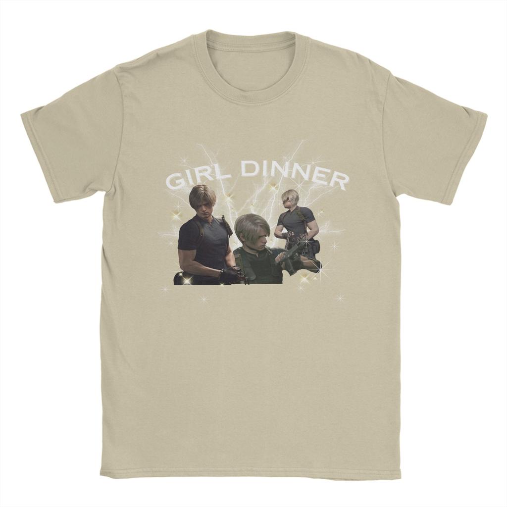 Mens Leon Kennedy Girl Dinner T Shirts Residents Evils 100 Cotton Clothing Unique Short Sleeve Round Collar Tee Shirt TShirt
