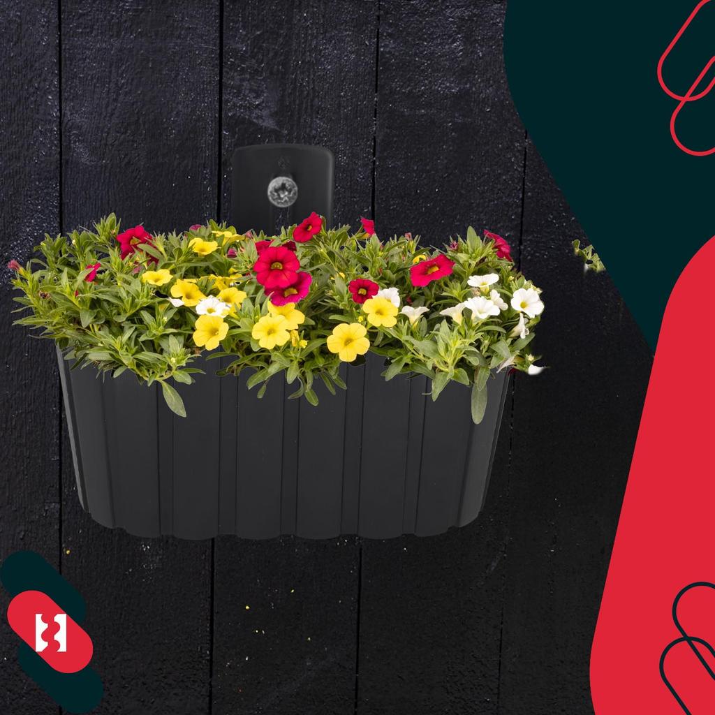 Wall Hanging Flower Pot For Wall Mounting Rustic Anthracite 280 Mm