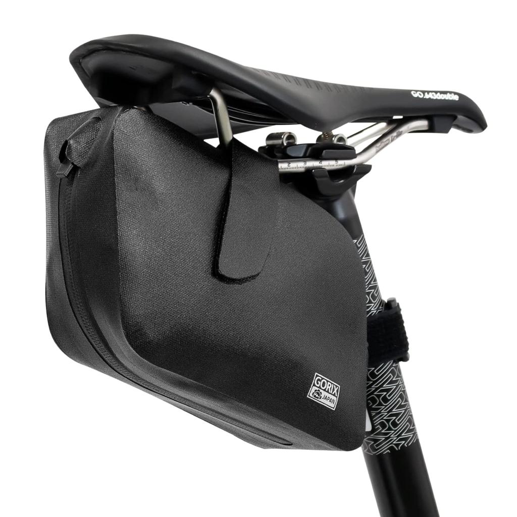 GORIX Waterproof Saddle Bag for Bicycles and Road Bikes Jet Black Seamless Saddle Bag Waterproof Sturdy and Durable Lightweight Small Item Storage