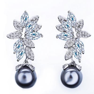 E0220 High-End Perlenohrringe, Zirkon, Exquisiter Abendkleid Ohrschmuck, Nadeln