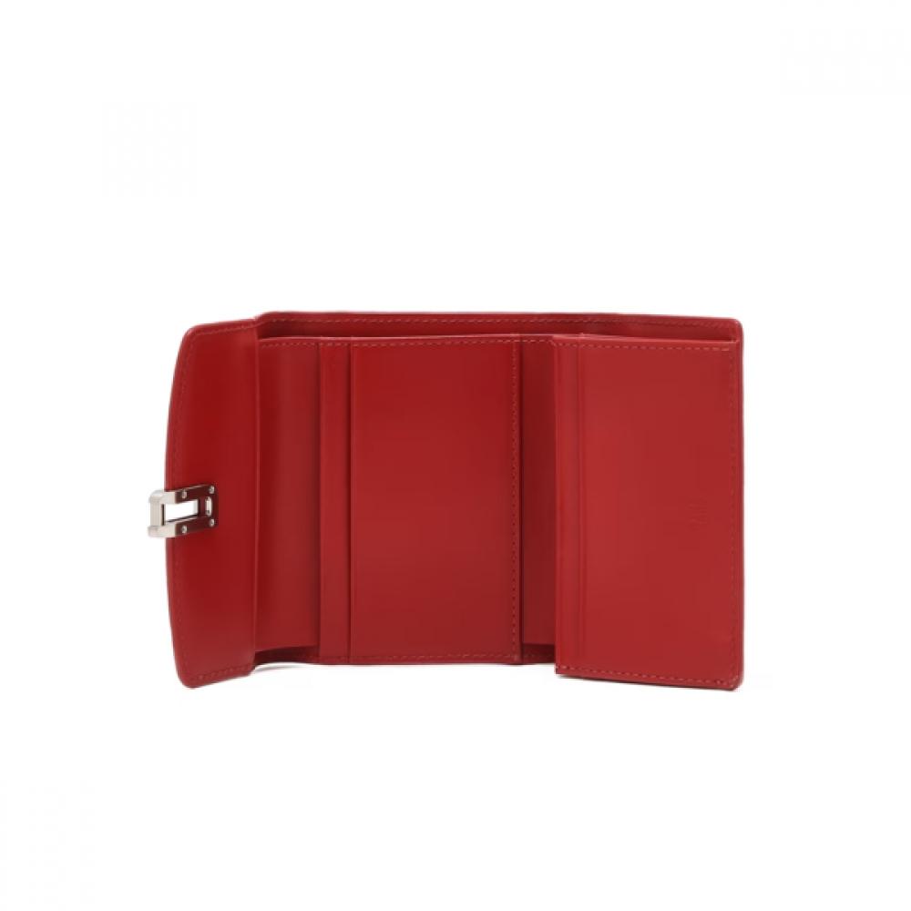 Daks Red Cowhide Slim 3 Fold Wallet Dcwa6f521r2