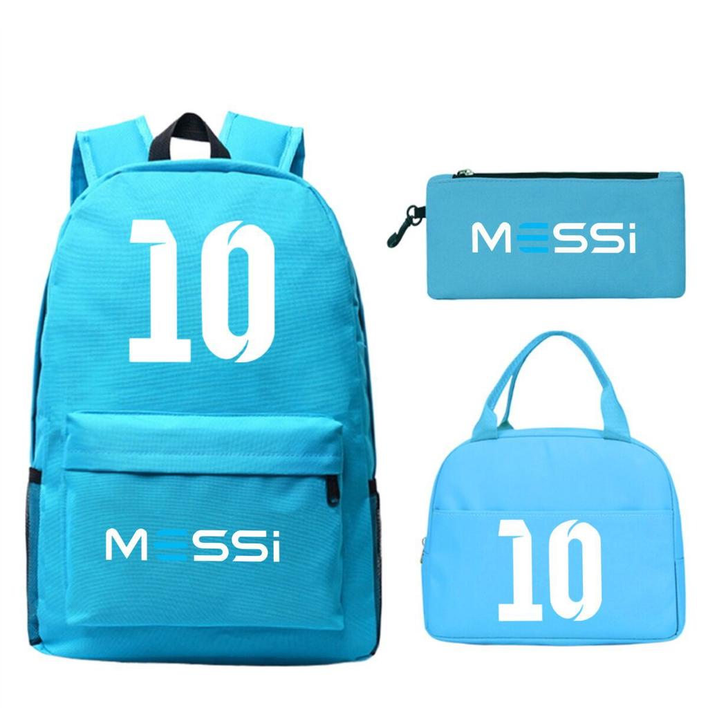 Football Star Peripheral Printed Backpack, Primary And Secondary School Children'S Three-Piece Simple Schoolbag