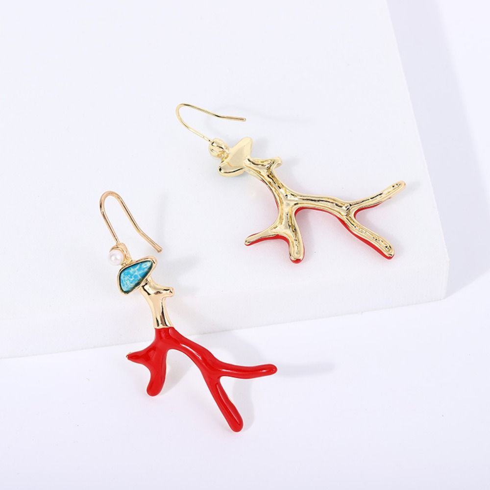 Clear Enamel Glaze Earrings U-Shaped Geometric Drop Earrings Irregular Colored Earrings  Party