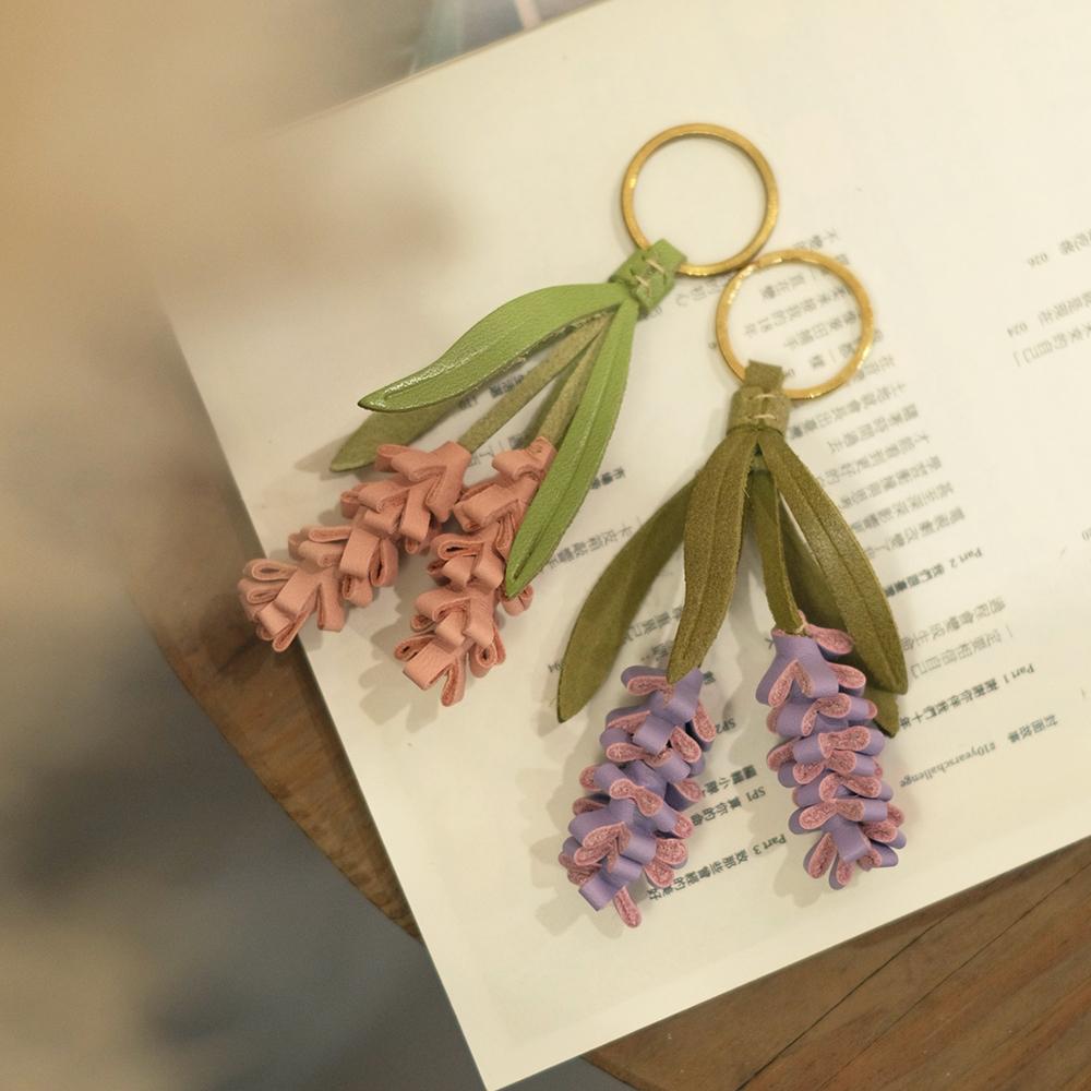 Rindsleder Lavendel Anhänger für Damenhandtasche Mode Schlüsselanhänger Langlebig Exquisite Verarbeitung Taschenanhänger Taschenzubehör