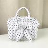 New Bowknot Ladies Handbag Top Handle Black White Polka Dots Phone Bag With Zipper Summer Purse Women