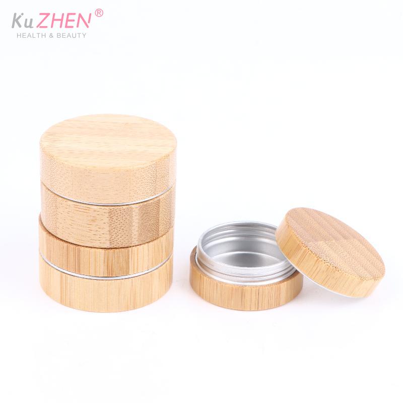 Mini Bamboo Cosmetic Container Cream Jar for Lip Balm Skincare Makeup Small Travel Size Eco Friendly Refillable Storage Solution