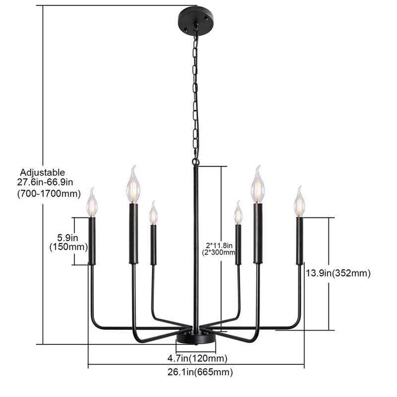 American style modern light luxury Chandelier brass candle Chandelier Restaurant Hotel room decoration ceiling hanging lamp