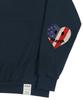GRAVER [Unisex] Elbow American Flag Smile Heart Sweatshirt_Navy