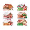 Wooden Hanging Decor for Christmas 24/36Pcs Gingerbread House Ornaments, Xmas Tree with Rope, Indoor Party Decorations Ornaments Holiday New Year Home