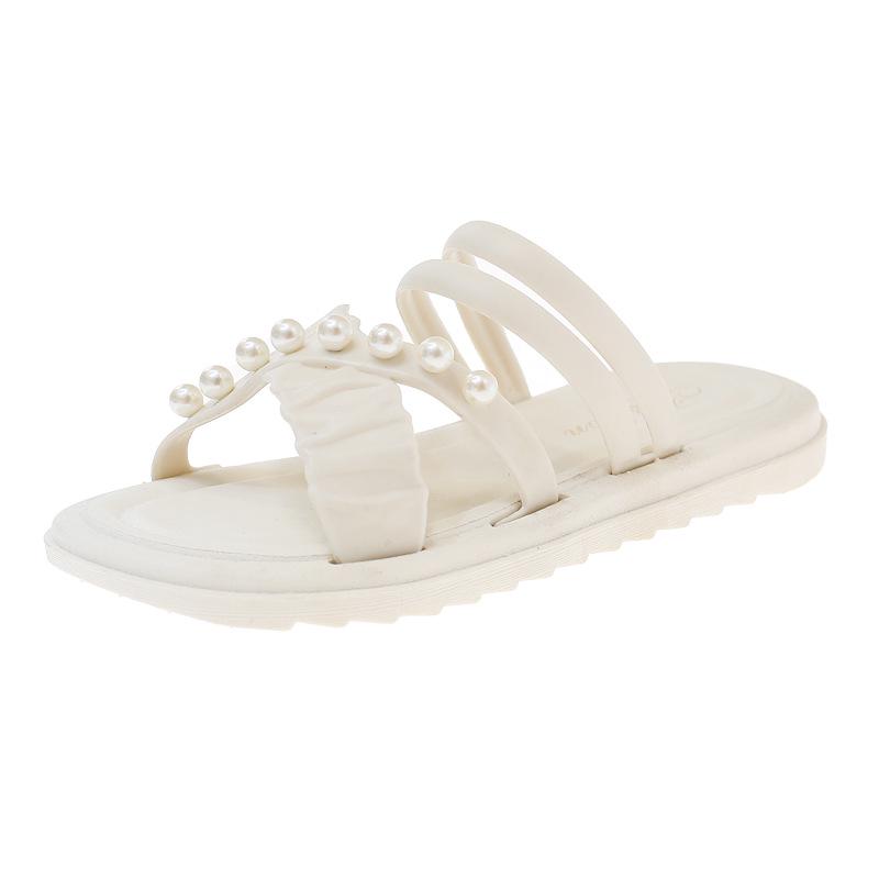 Non-Slip Rhinestone & Pearl Summer Slippers for Little Girls