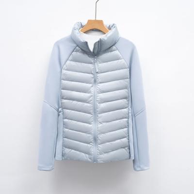 Autumn and Winter New Light Down Jacket Women's Splicing Stand-up Collar Outdoor Sports Slim Yoga Fitness Top