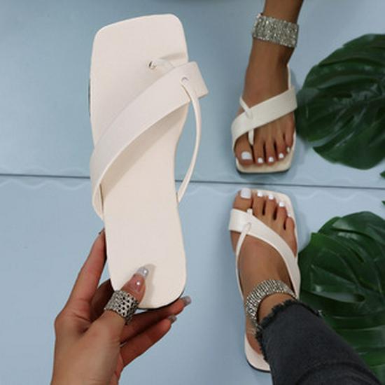 2022 Plus Size Chunky Heel Women's Square Toe One-Strap Sandals