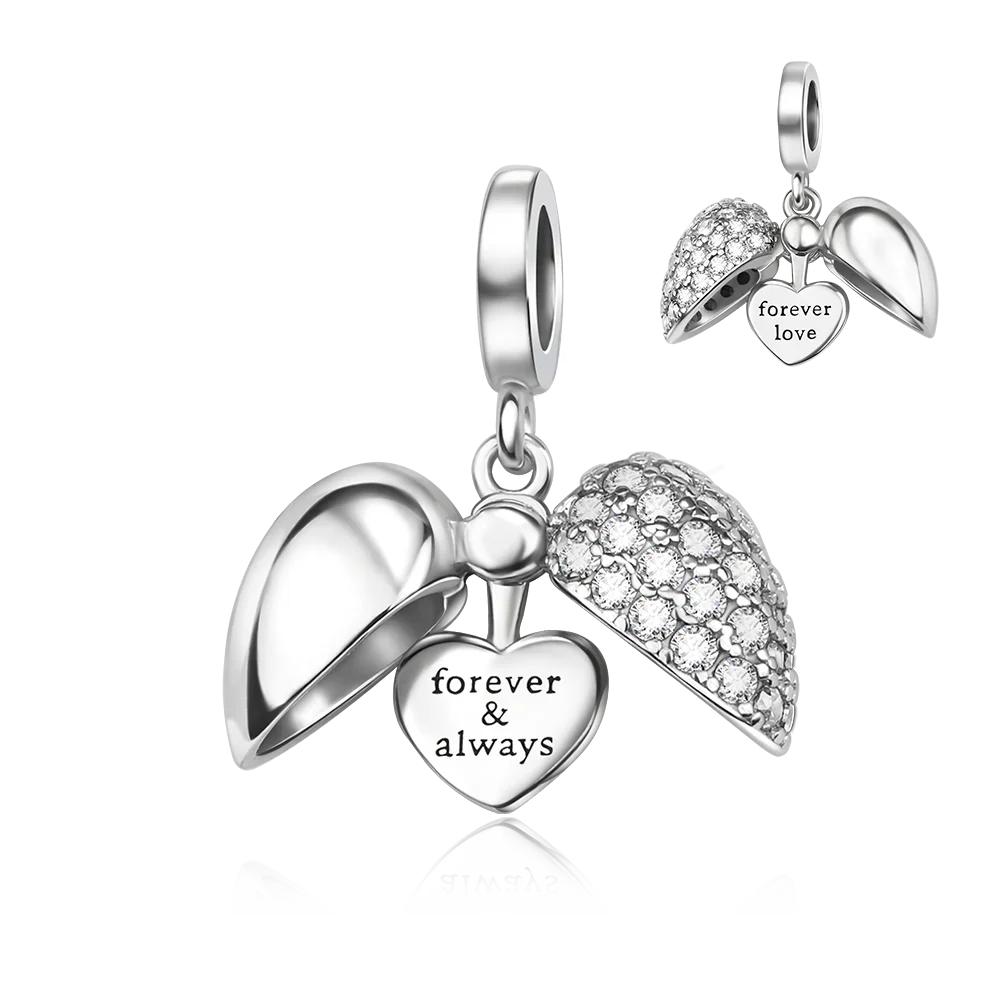 New Original Copper Colored Heart Shape Open And Close Charms Fit Pendant Bracelets Necklace Women Diy Fine Jewelry