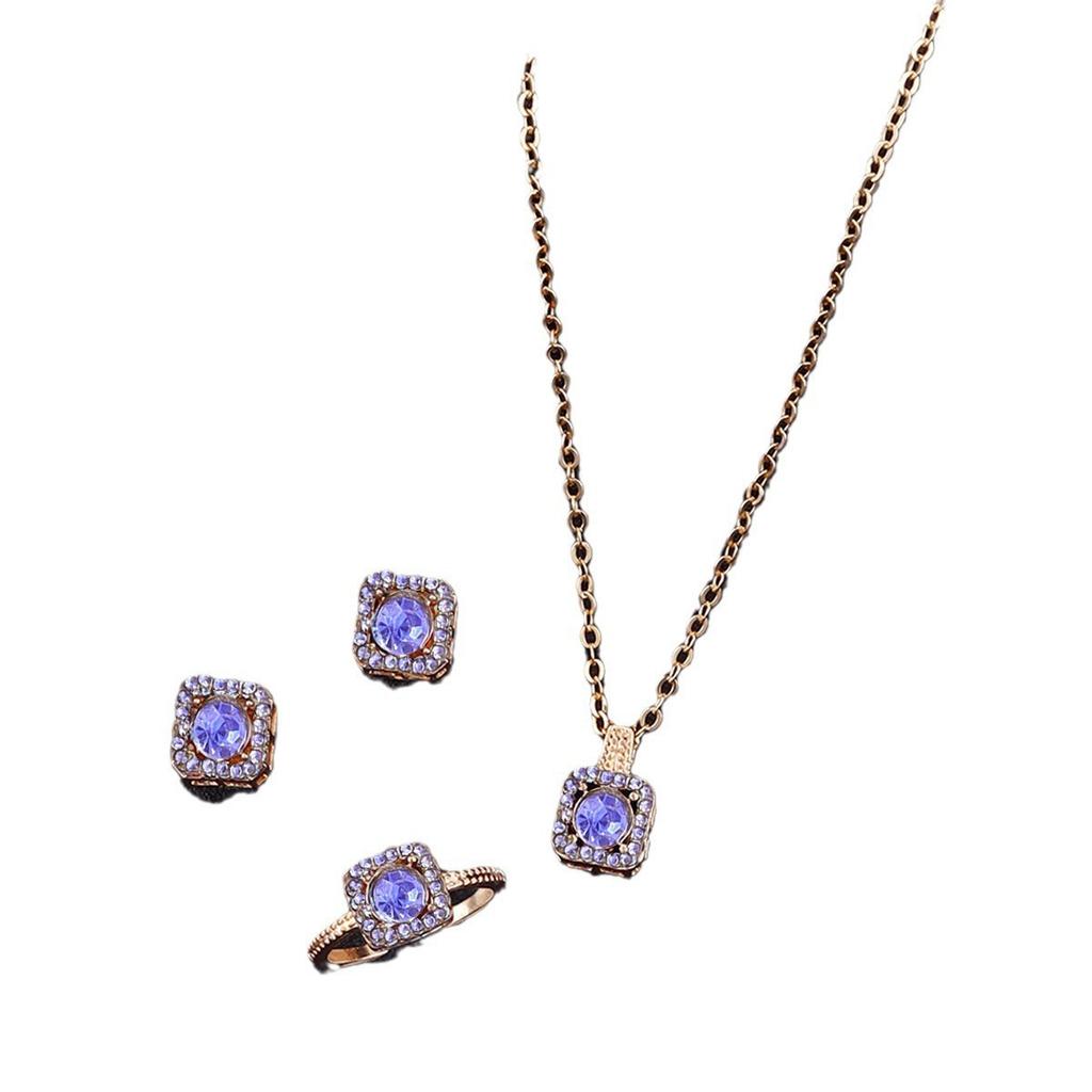1PC Luxury Cube Zircon Set, Women's Elegant Necklace, Earrings & Ring Set, Perfect Gift for Valentine's Day, Christmas Gift, Bi