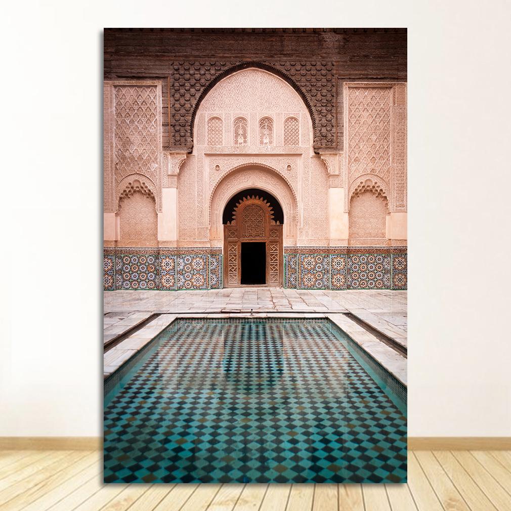 Poster Architettura Famosa Mondo Immagini Artistiche Stampate Soggiorno Pittura su Tela Arredamento Casa Moderno Nordico Marocco Porta Vintage