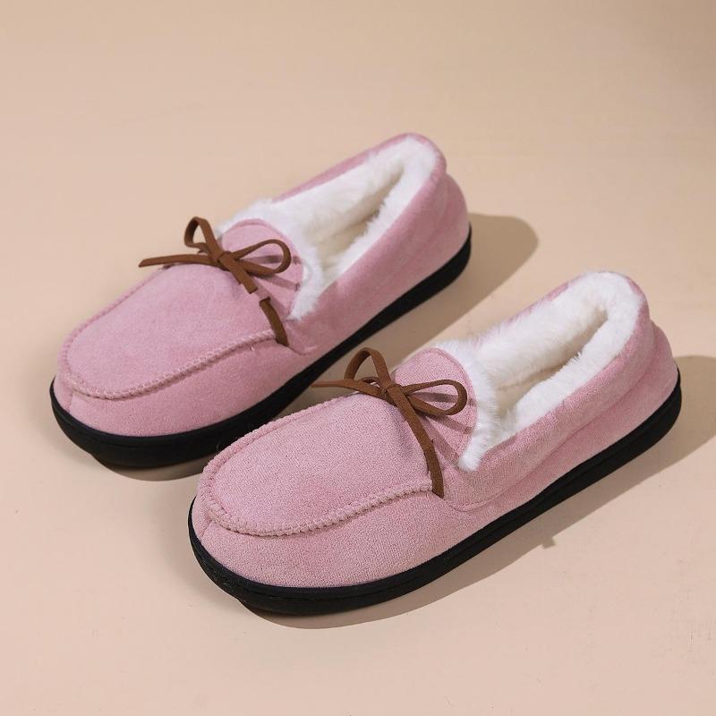 Autumn and Winter Warm Casual Shoes for Women Bowknot Round Toe All-inclusive Home Wear Cotton Shoes