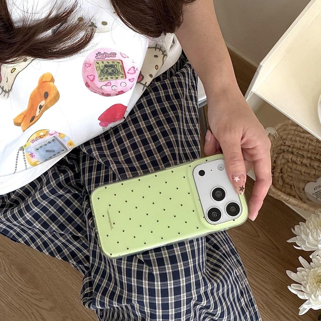 Korean Style Polka Dot Phone Case for iPhone 13-17 Pro Max (Women's)