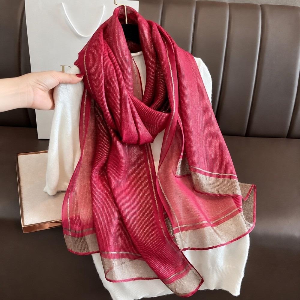 Breathable Imitation Silk Scarf Large Size Soft Silky Scarf Fashion Border Shawl Autumn Winter