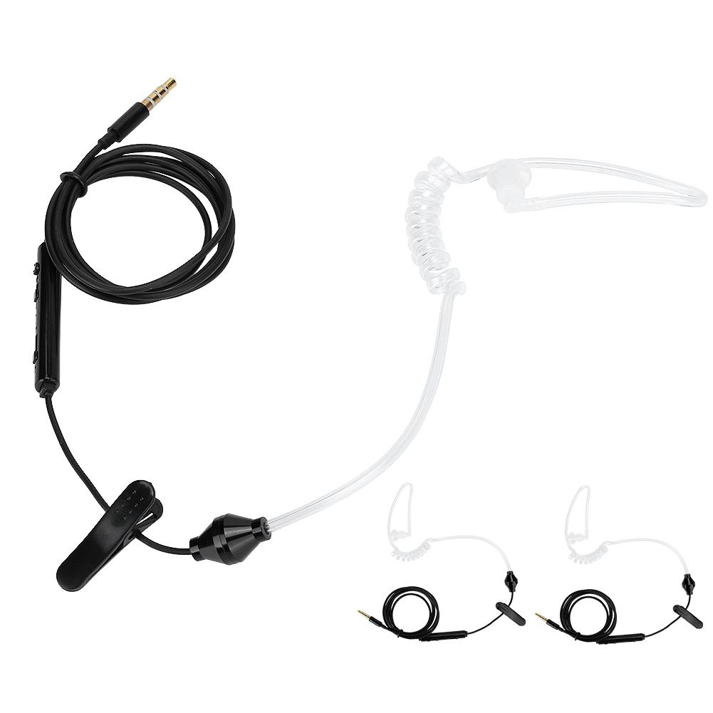 3 Sets HRT‑1 Mobile Phone Air Tube Headset with Microphone 3.5mm Plug Wired EarphoneBlack
