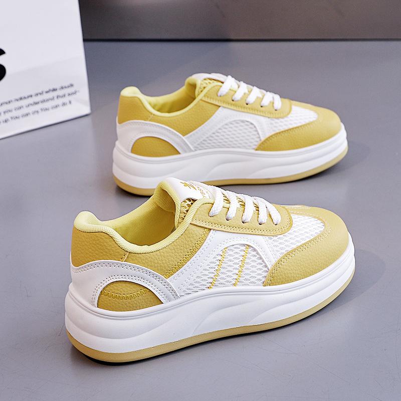 Simple mesh splicing breathable college style women's Korean version ins white shoes versatile casual shoes board shoes women