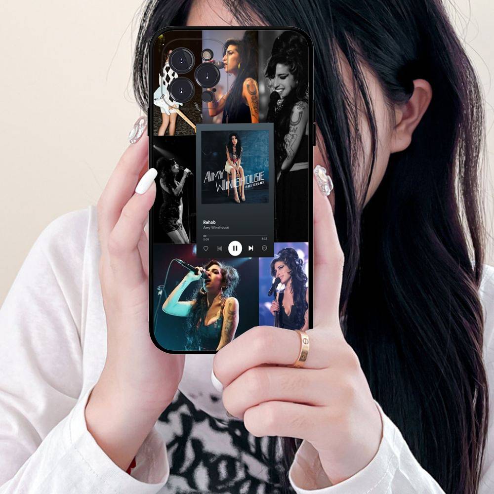 Schöne Frau A-Amy W-Winehouse Handyhülle Für Iphone 16 15 17 13 14 12 11 Pro Max Plus Schwarze Hülle Cover Case
