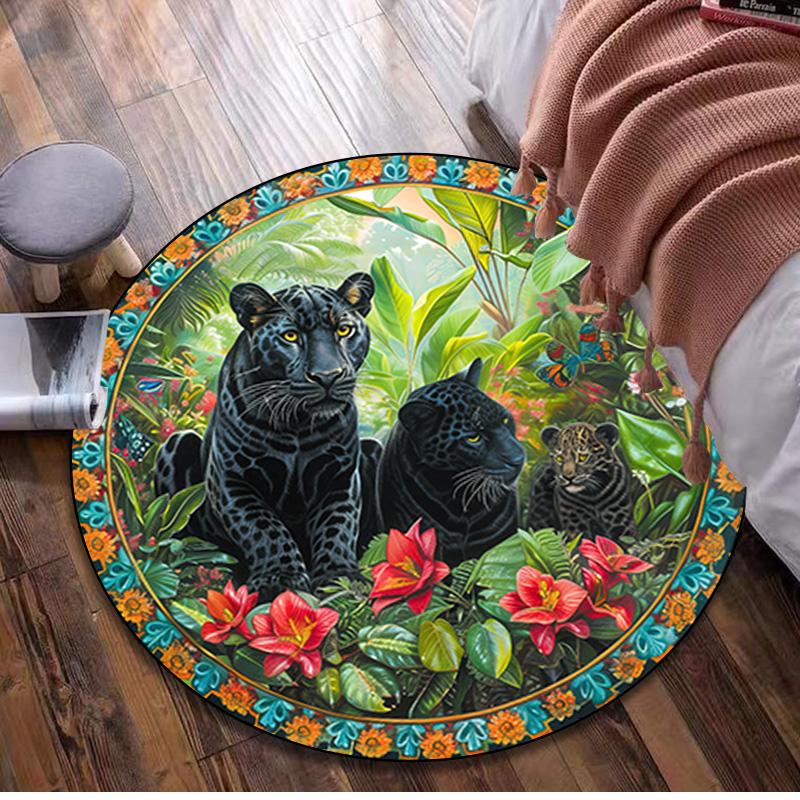Animal Circular Rug - Office Decorative Carpet For Living Room Bedroom Door Mat Floor Rug Computer Chair Area Rug