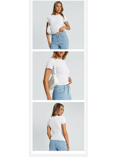 Europäischer & Amerikanischer Stil Damen Sommer Crop Top - Kurzarm, Modisch, Figurbetont.