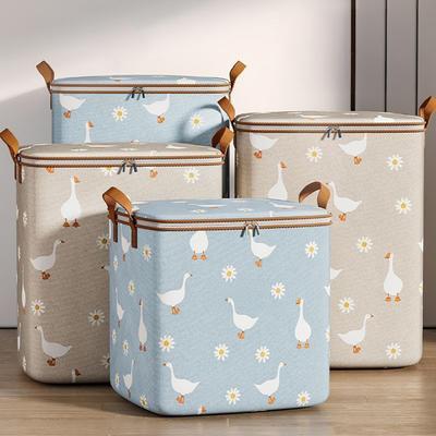 Collapsible Clothing Storage Bag Large Capacity Portable Bedroom Organizer Foldable Dust-proof Quilt Zipper Bag Seasonal Moving Storage