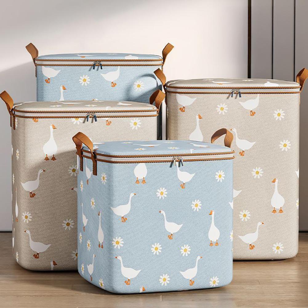 Collapsible Clothing Storage Bag Large Capacity Portable Bedroom Organizer Foldable Dust-proof Quilt Zipper Bag Seasonal Moving Storage 100L