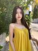 Seaside Resort Yellow Backless Spaghetti Strap A-line Summer Dress for Women