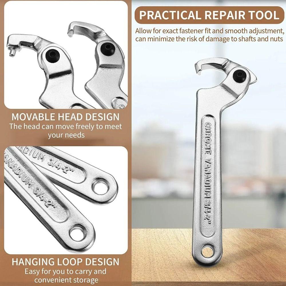 Set Round/Square Head Hook Wrench Screw Nuts Adjustable Universal Wrench  Motorcycle Bike  Repair