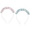 Happy Birthday Headband for Rhinestone Letter Headwear Birthday Tiara Hair Band Shiny Crystal Headpiece Party Supplies  Lake blue