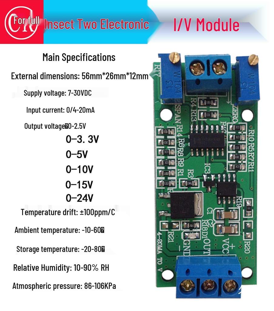 4-20mA auf 0-5V/3,3V/10V/15V Signalwandlermodul