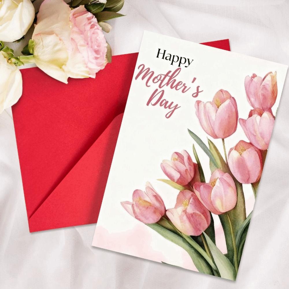 10Pcs/Set Folding Mother's Day Greeting Card Elegant Holiday Card Thank You Card Invitations Cards