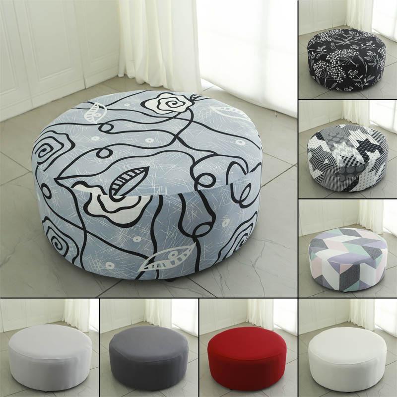 Round Stool Covers Stretch Knitting Seat Covers Living Room Chair Cover Round Footstool Ottoman Slipcover Protector