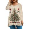 Women's Fashion Large Size Round Neck Long Sleeve Casual Christmas Print Loose Pullover Top