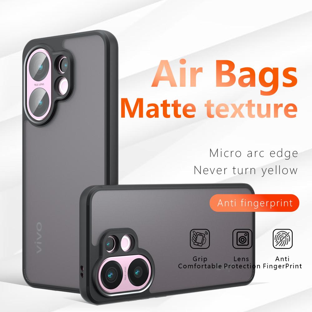 For vivo S30 5G Case Skin-Touch TPU + PC Matte Phone Back Cover, Transparent Black