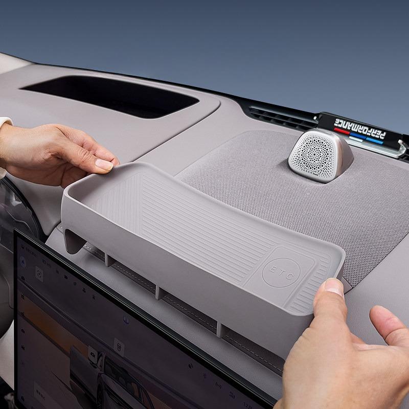 For Zeekr 7X 2025 2026 Car Storage Box Behind The Screen ETC Silicone Center Console Screen Storage Box Car Interior Accessories